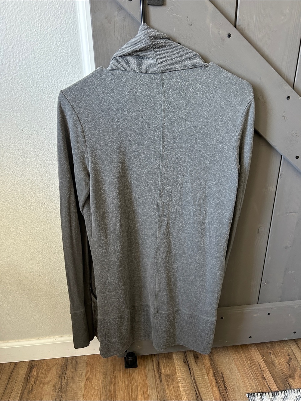 Athleta Light Gray Draped Open-Front Cardigan - Picture 3 of 6